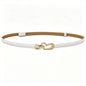 2-Pack White Adjustable Skinny Belt with Heart Buckle