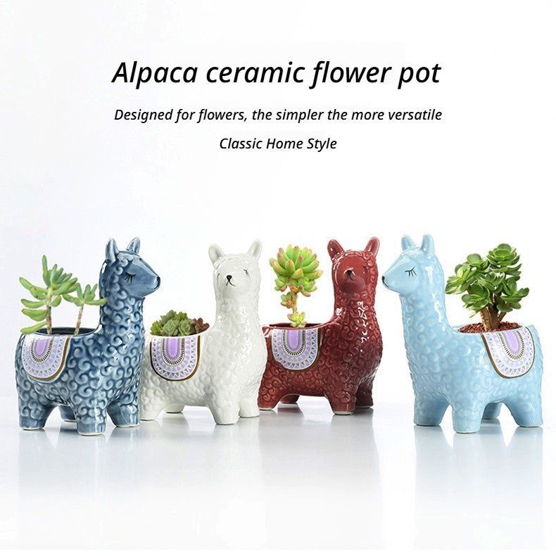 Alpaca Blue Ceramic Planter