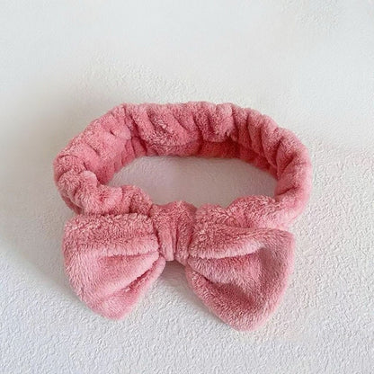 Autumn/Winter Plush Bow Headband Leather Red