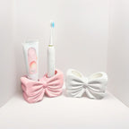 Bowknot Double‑Slot Toothbrush Storage Holder - Pink