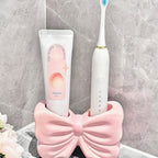 Bowknot Double‑Slot Toothbrush Storage Holder - white