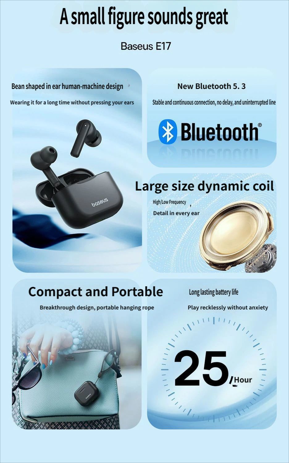 E17 Bluetooth headset-Black