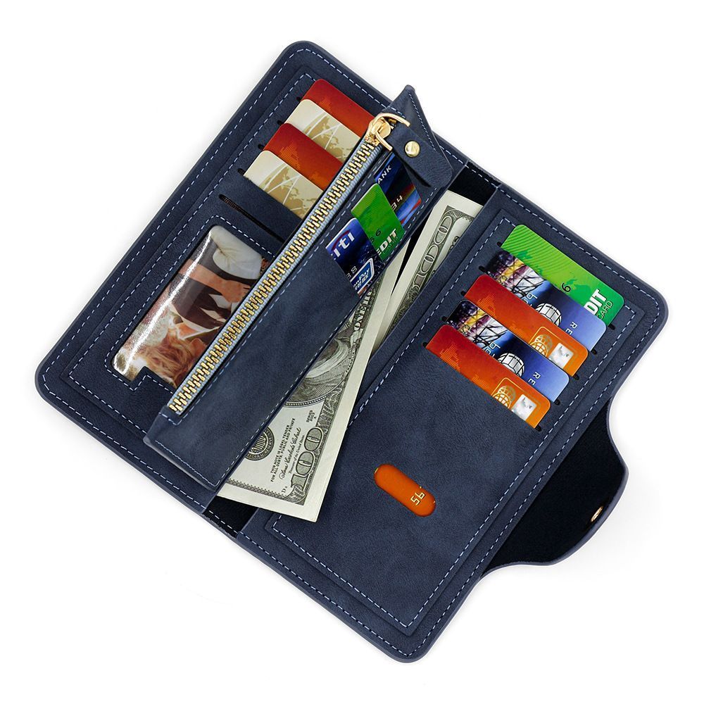 F309-12 Black Matte Long Wallet with Zipper and Magnet 2-Pack