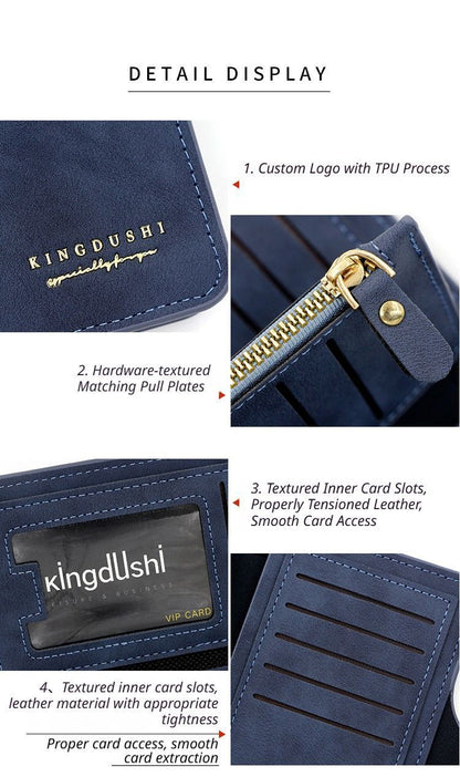 F309-12 Black Matte Long Wallet with Zipper and Magnet 2-Pack