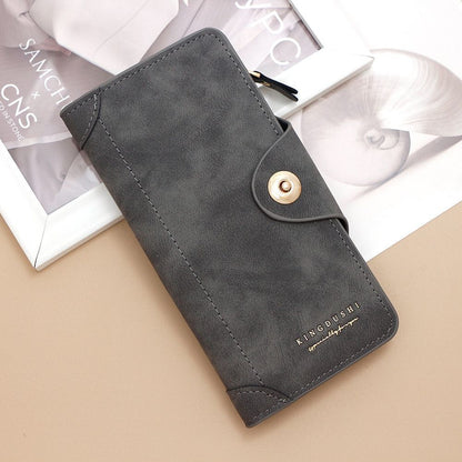 F309-12 Gray Matte Long Wallet with Zipper and Magnet 2-Pack
