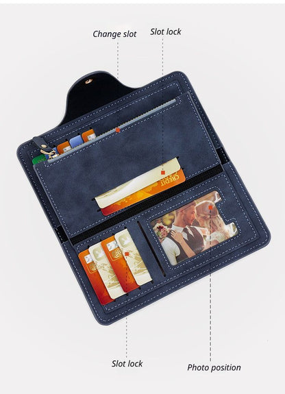F309-12 Gray Matte Long Wallet with Zipper and Magnet 2-Pack