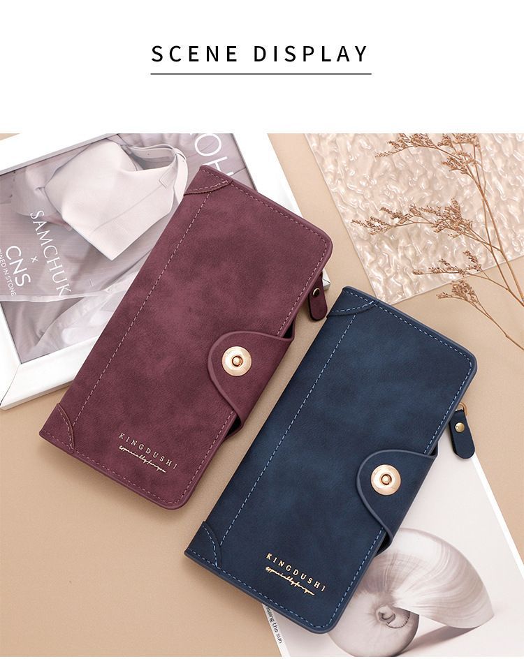 F309-12 Gray Matte Long Wallet with Zipper and Magnet 2-Pack
