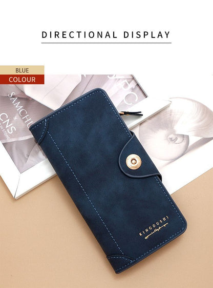 F309-12 Gray Matte Long Wallet with Zipper and Magnet 2-Pack