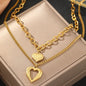 Gold Stainless Steel Angel Wing Heart Pendant Necklace 2-Pack C7247