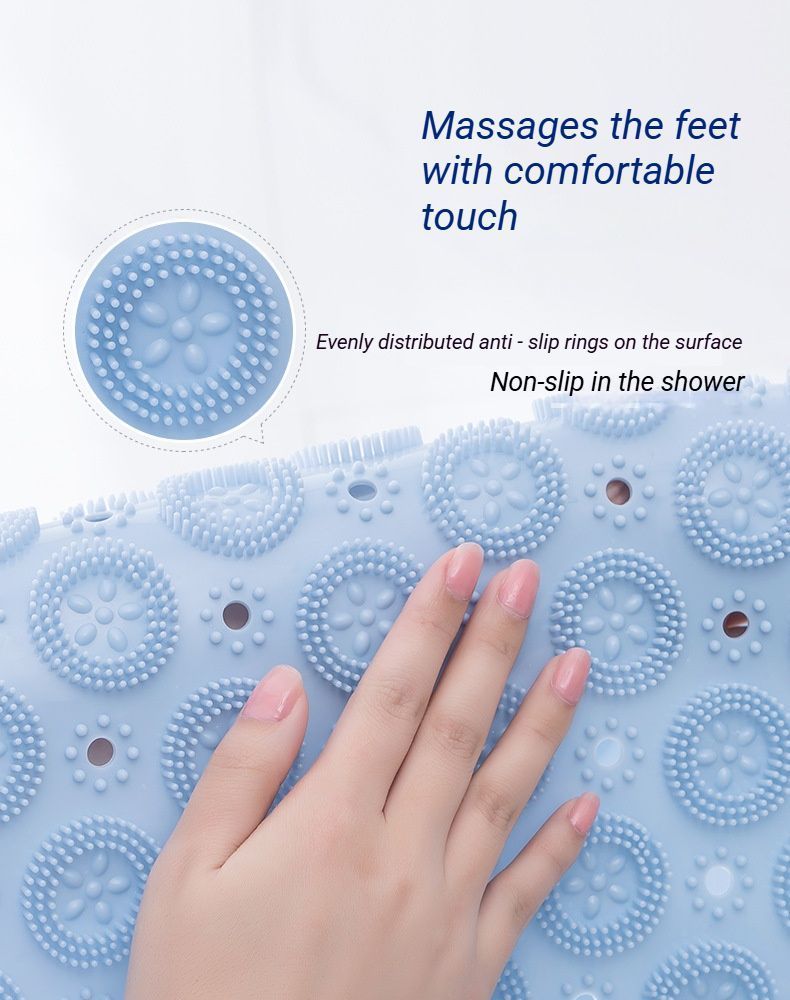 Gray Round Non-Slip Massage Bath Mat 30×30cm