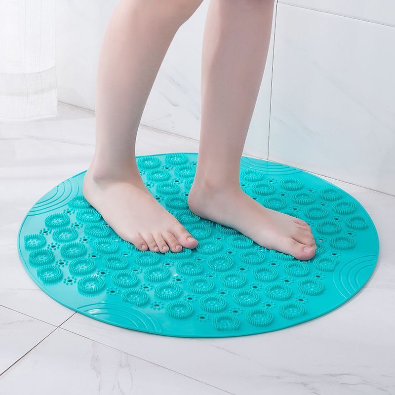 Gray Round Non-Slip Massage Bath Mat 30×30cm