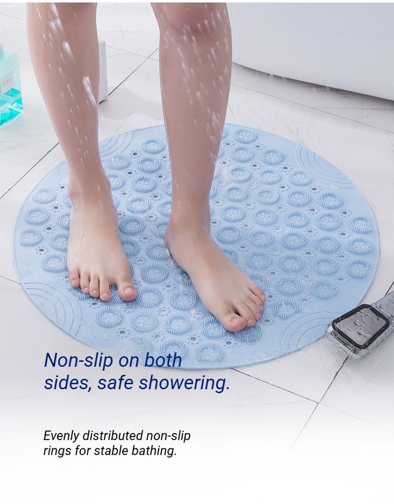 Gray Round Non-Slip Massage Bath Mat 30×30cm