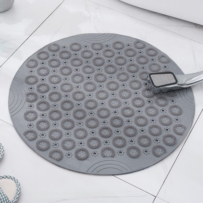 Gray Round Non-Slip Massage Bath Mat 55×55cm