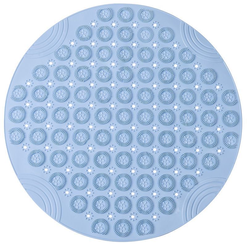 Gray Round Non-Slip Massage Bath Mat 55×55cm