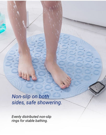Gray Round Non-Slip Massage Bath Mat 55×55cm