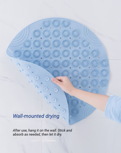 Gray Round Non-Slip Massage Bath Mat 55×55cm