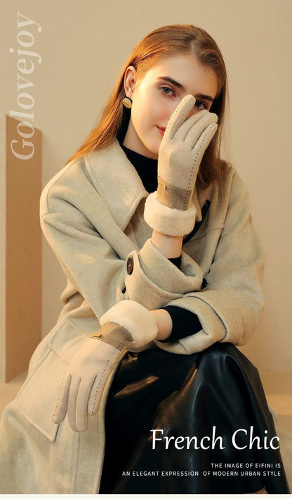 Ladies Winter Warm Cashmere Gloves DY50 Khaki