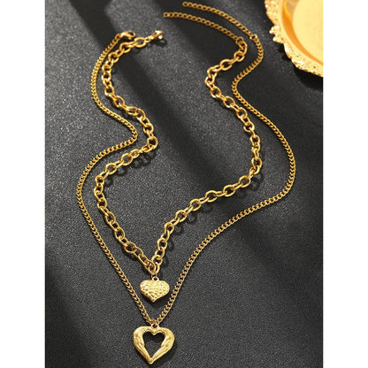 Silver Stainless Steel Angel Wing Heart Pendant Necklace 2-Pack C7248