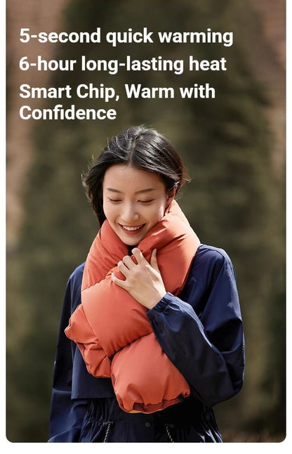 USB Heated White Duck Down Neck Warmer Beige