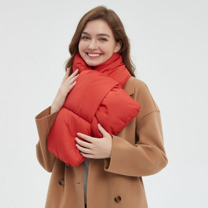 USB Heated White Duck Down Neck Warmer Beige