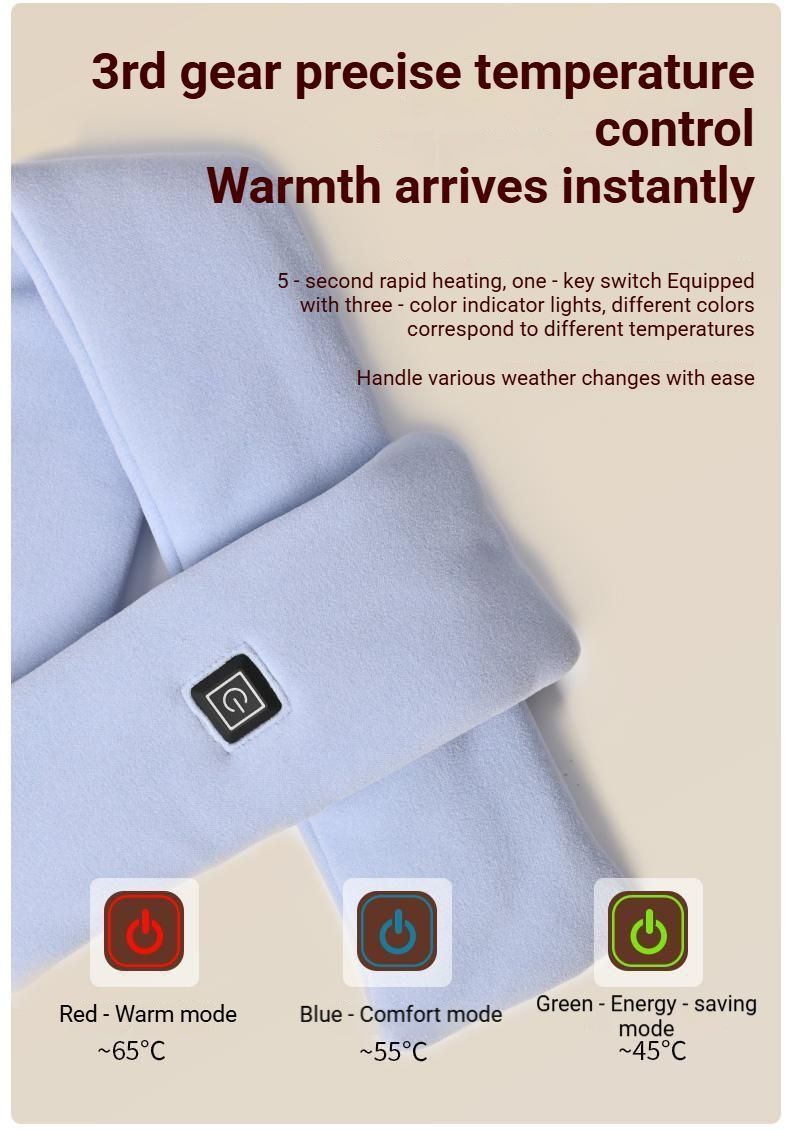 USB Rechargeable Graphene Heated Neck Warmer Gray