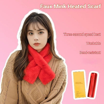 Winter Imitation Rabbit Fur USB Heated Scarf Pink-Gift Box Edition