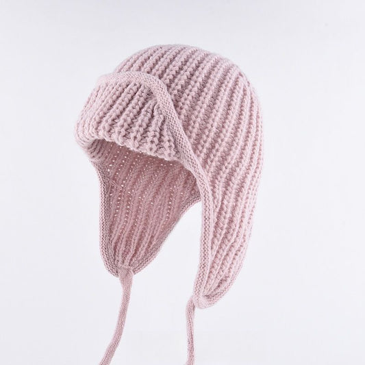 Women Plain Aviator Hat with Earflaps Pink