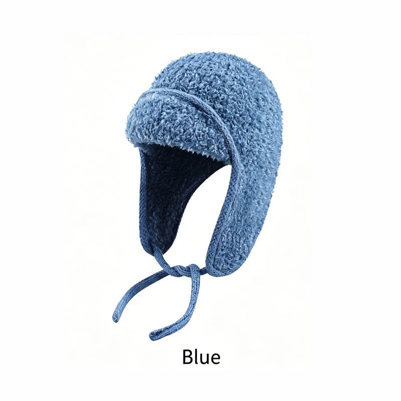 Women Sherpa Aviator Beanie - Warm Earflap Knit Hat Black