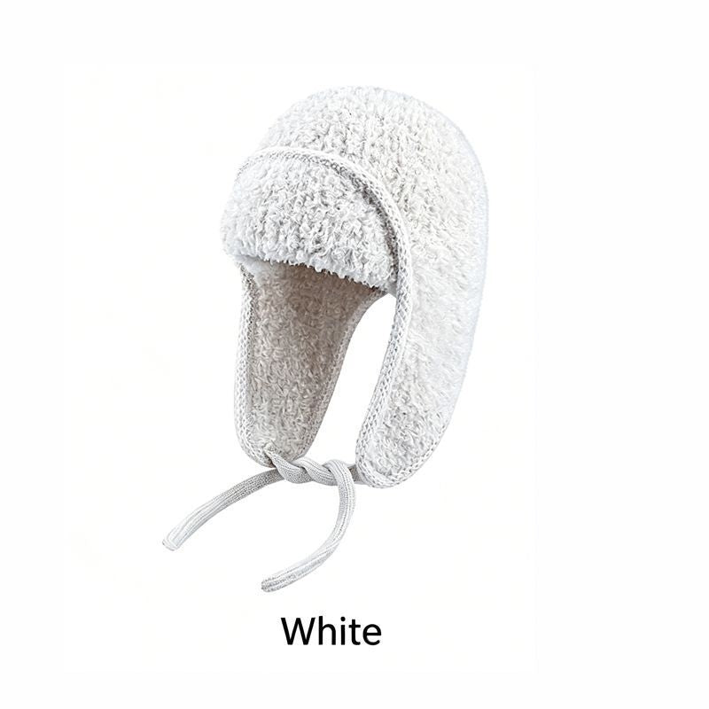 Women Sherpa Aviator Beanie - Warm Earflap Knit Hat Blue