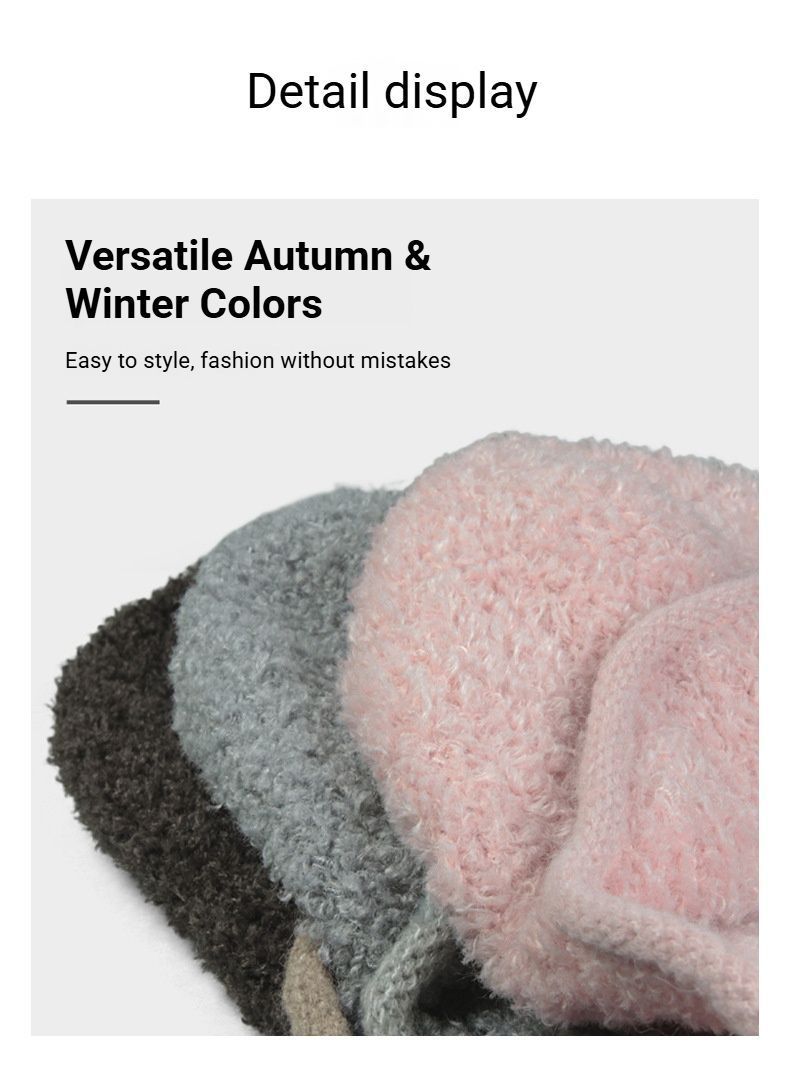 Women Sherpa Aviator Beanie - Warm Earflap Knit Hat White