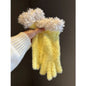 Women Winter Faux Mink Spliced Five-Finger Gloves Yellow