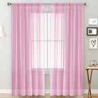 2 Pack Semi Blackout Sheer Curtains Pink