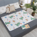 Reusable Senior Care Mattress Pad 100x150cm, 4-Layer Waterproof Barrier, Slip Resistant, Dinosaur Park Cartoon, Fun Household Mat