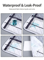 Cool Touch Incontinence Bed Pad 100x150cm, Full Absorbent Waterproof Layers, Non-Slip, Pale Sky Blue Solid, Cool Summer Use