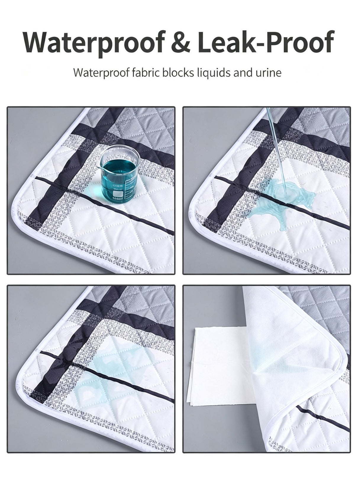 Cool Touch Incontinence Bed Pad 100x150cm, Full Absorbent Waterproof Layers, Non-Slip, Pale Sky Blue Solid, Cool Summer Use