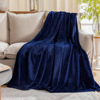 Premium Flannel Fleece Throw Rug, Fluffy Warm Cozy Blanket For Bed, Sofa And Daily Snuggling, Navy Blue, 150X200cm, Size L, Durable Household Textile
