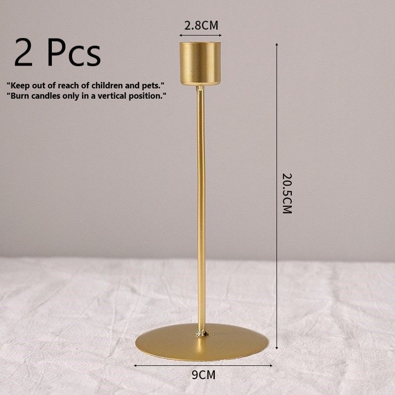 Hollow Base Two Heads Metal Candle Stand, Black Candlestick 2 Pack, Premium Household Decor, Christmas Halloween Party Scene Prop