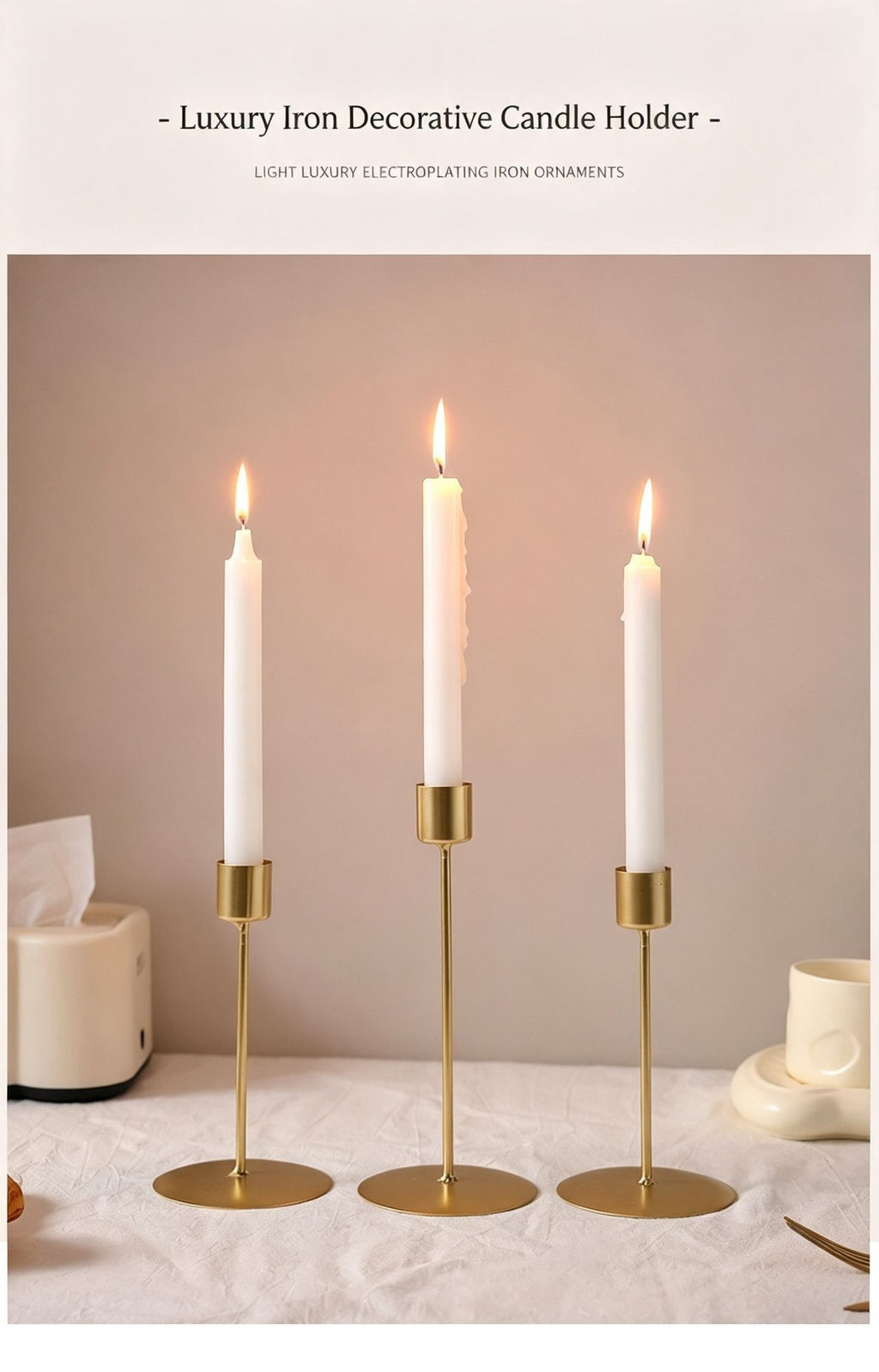 9cm Disc Base Metal Candle Stand, Black Candlestick 2 Pack, Premium Indoor Ornament, Christmas Halloween Table Decoration Supplies
