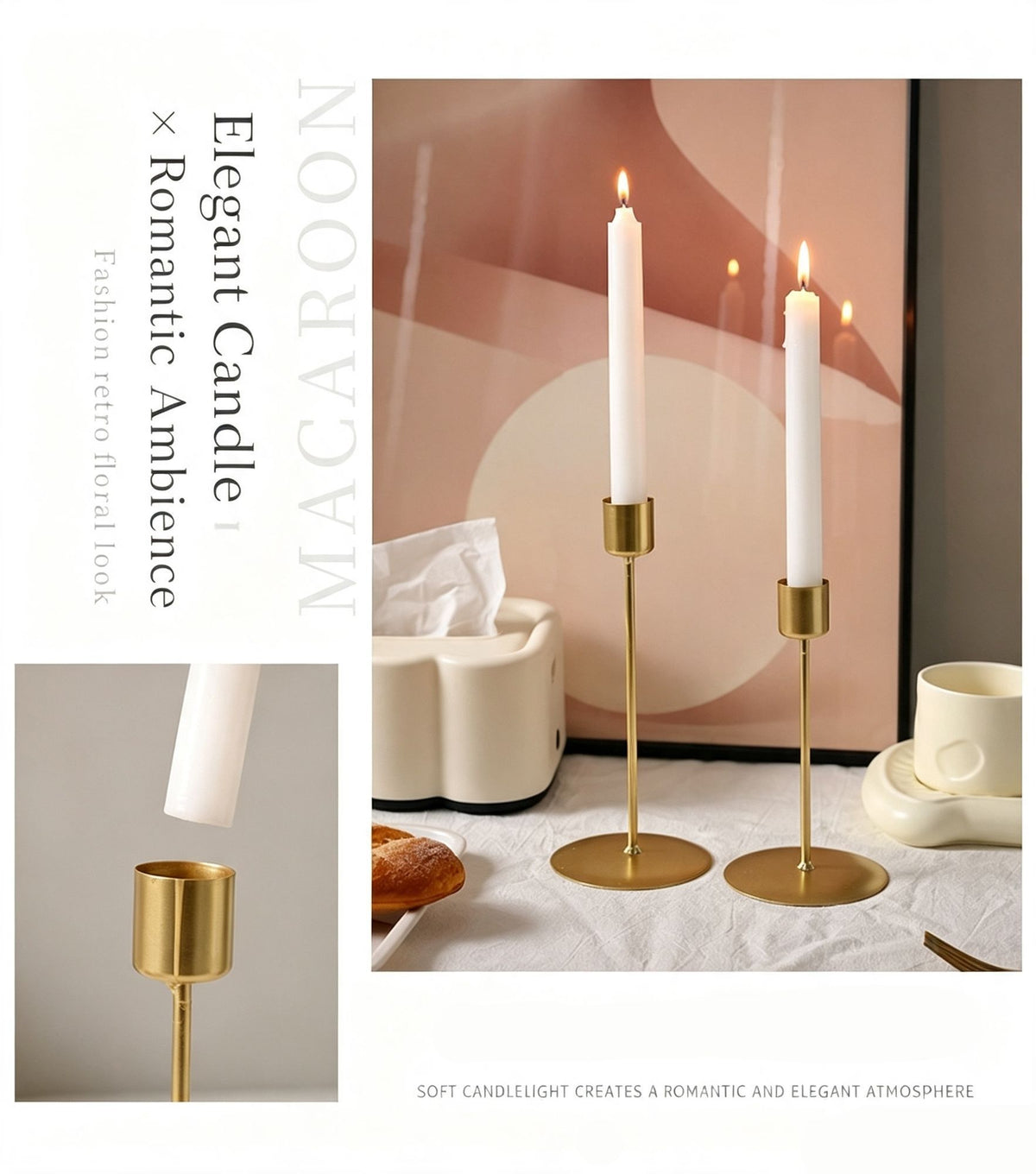 9cm Disc Base Metal Candle Stand, Black Candlestick 2 Pack, Premium Indoor Ornament, Christmas Halloween Table Decoration Supplies