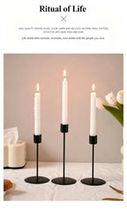 9cm Disc Base Metal Candle Stand, Black Candlestick 2 Pack, Premium Indoor Ornament, Christmas Halloween Table Decoration Supplies