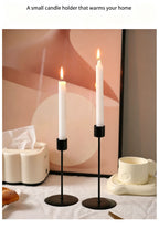 9cm Disc Base Metal Candle Stand, Black Candlestick 2 Pack, Premium Indoor Ornament, Christmas Halloween Table Decoration Supplies