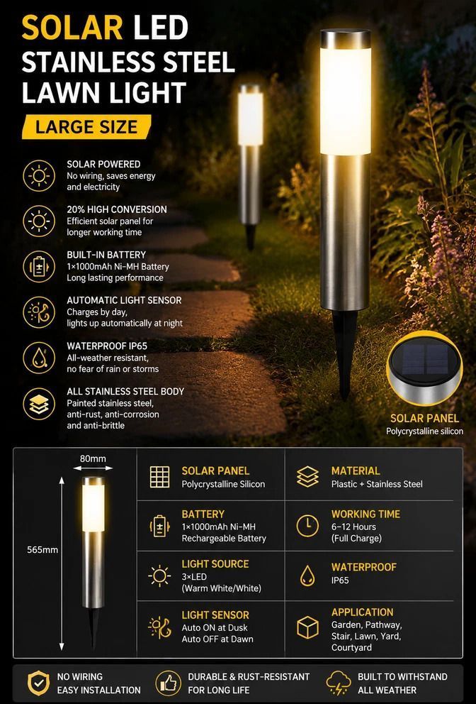 Small Silver Cool White Solar LED Outdoor Garden Light
