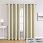 32+ Beige | Approx. 52x84 Inch Single Panel | 810g Per Panel | 210GSM Noise Reducing Blackout Curtains, Grommet Top 2 Panels, Warm Large Bedroom Drapes for Deep Sleep, Nice Christmas Present