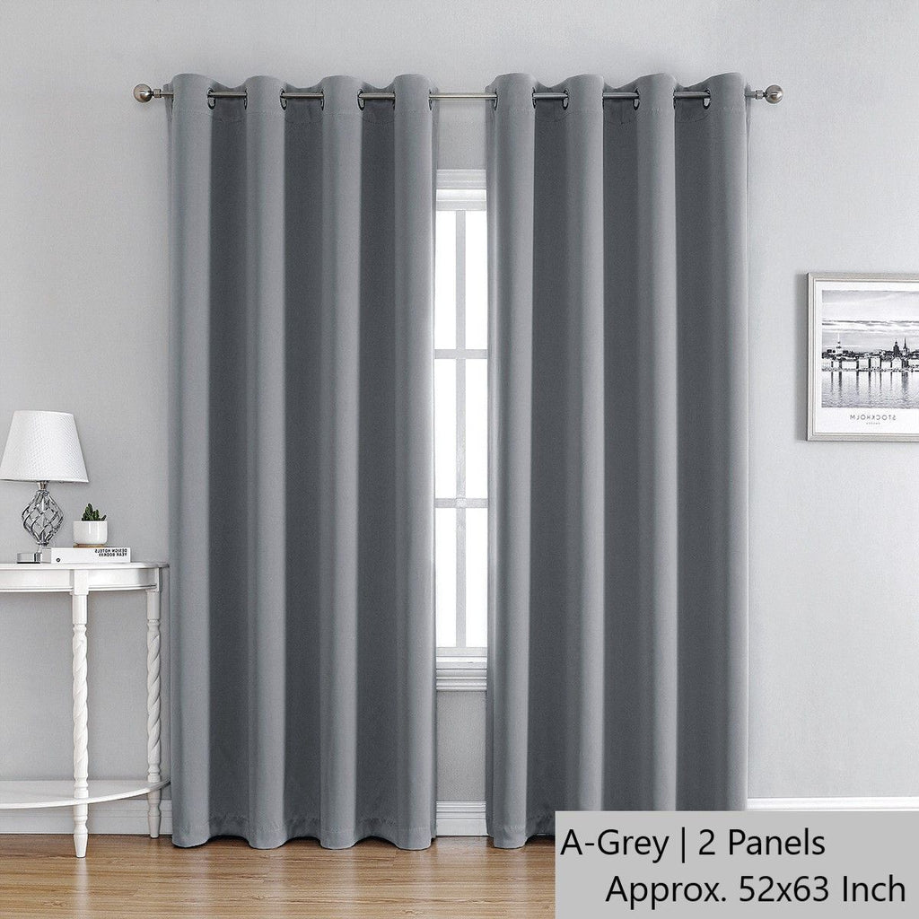 Version A Grey | Approx. 52x63 Inch Single Panel | 574g Per Panel | 210GSM Thermal Insulated Blackout Curtains, Grommet Top 2 Panels, Sleek Bay Window Drapes for Modern Living Room, Popular Christmas Holiday Gift