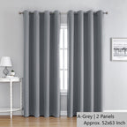 Version A Grey | Approx. 52x63 Inch Single Panel | 574g Per Panel | 210GSM Thermal Insulated Blackout Curtains, Grommet Top 2 Panels, Sleek Bay Window Drapes for Modern Living Room, Popular Christmas Holiday Gift