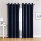 Navy Blue | Approx. 52x63 Inch Single Panel | 574g Per Panel | 210GSM Thermal Insulated Blackout Curtains, Grommet Top 2 Panels, Luxury Bay Window Drapes for Master Bedroom, Popular Christmas Holiday Gift