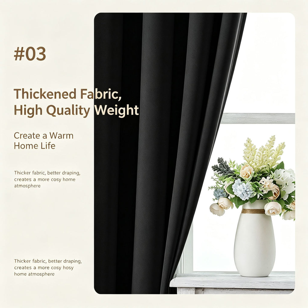 Navy Blue | Approx. 52x63 Inch Single Panel | 574g Per Panel | 210GSM Thermal Insulated Blackout Curtains, Grommet Top 2 Panels, Luxury Bay Window Drapes for Master Bedroom, Popular Christmas Holiday Gift
