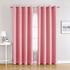 Pink | Approx. 52x63 Inch Single Panel | 574g Per Panel | 210GSM Thermal Blackout Curtains, Grommet Top 2 Panels, Cozy Bay Window Drapes for Girly Living Space, Popular Christmas Holiday Gift
