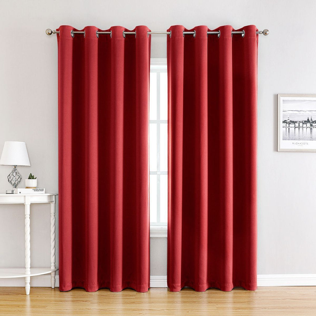 Red | Approx. 55x94 Inch Single Panel | 866g Per Panel | 210GSM Full Blackout Curtains, Grommet Top 2 Panels, Traditional Floor Length Drapes for French Door, Suitable for Christmas Gifting