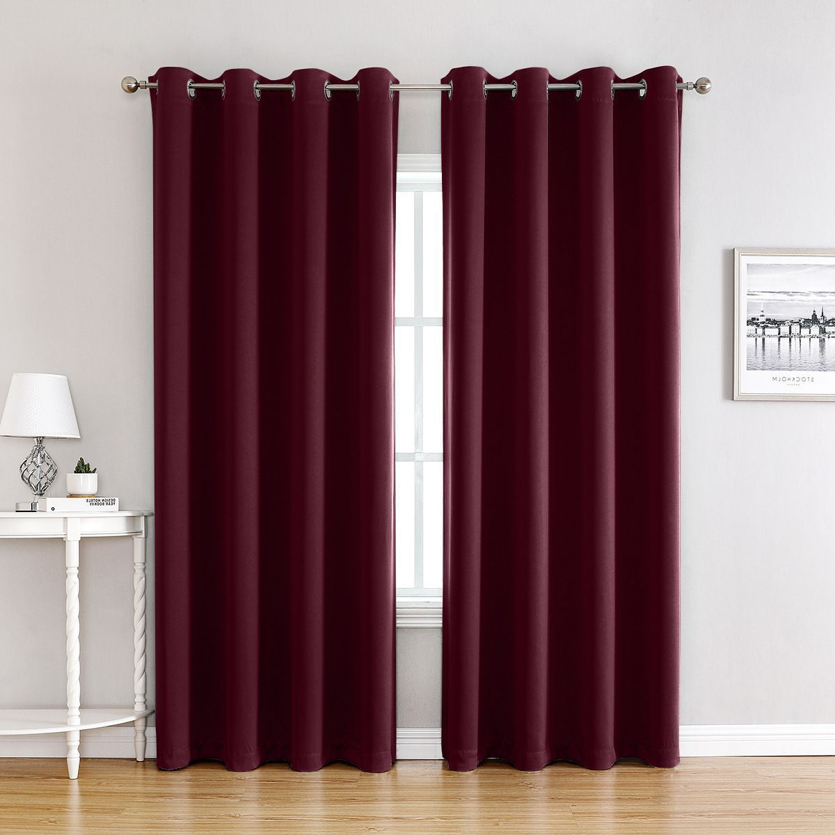 Wine Red | Approx. 39x79 Inch Single Panel | 545g Per Panel | 210GSM Room Darkening Curtains, Grommet Top 2 Panels, Mid-Century Elegant Drapes for Guest Bedroom, Great Christmas Present
